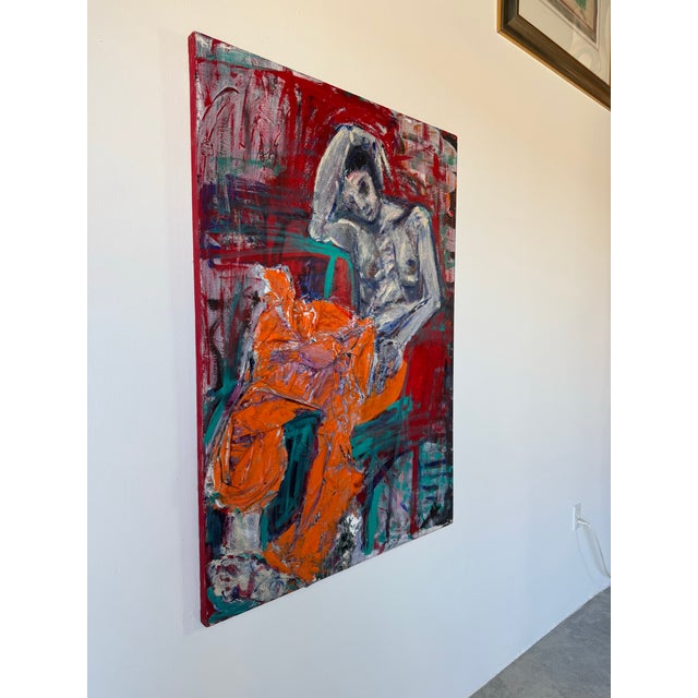 An emotionally charged and visually textured large-scale mixed media painting on canvas by Helen Stein. This expressive...