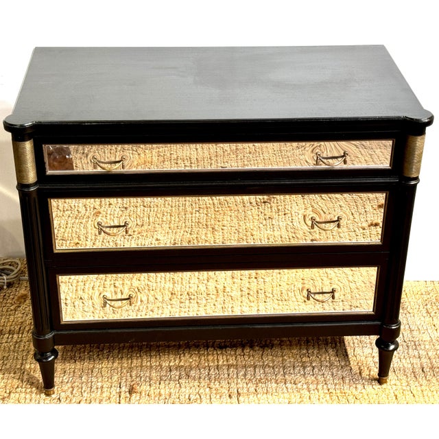 Pair of Maison Jansen Style Black & Mirrored Chests/Commodes For Sale - Image 9 of 12