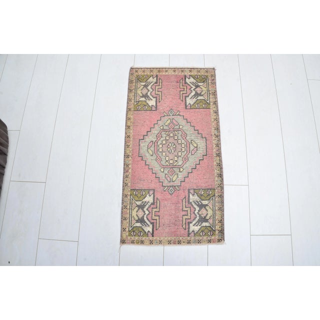 Muted Pastel Decorative Hand Knotted Small Rug For Sale In Phoenix - Image 6 of 6