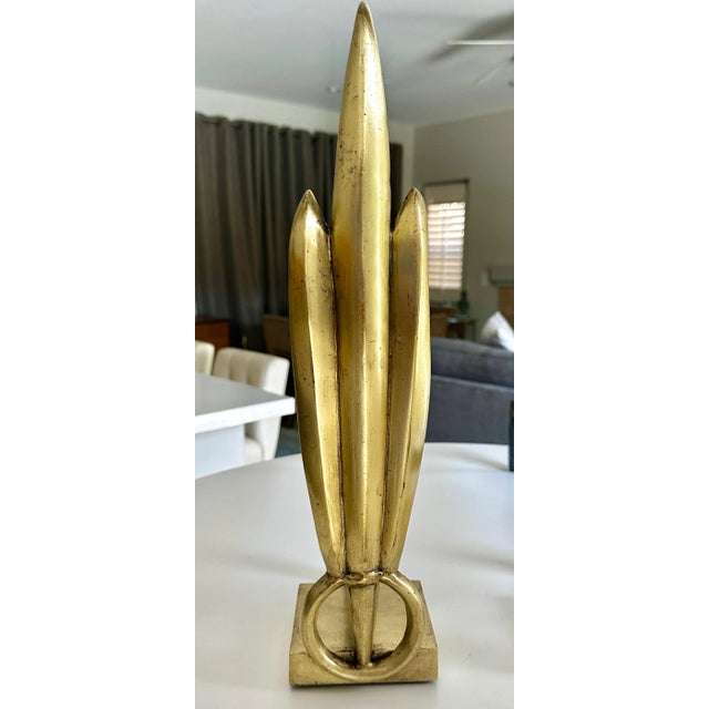 Pair Deco Skyscraper Brass Fireplace Andirons For Sale In Palm Springs - Image 6 of 12