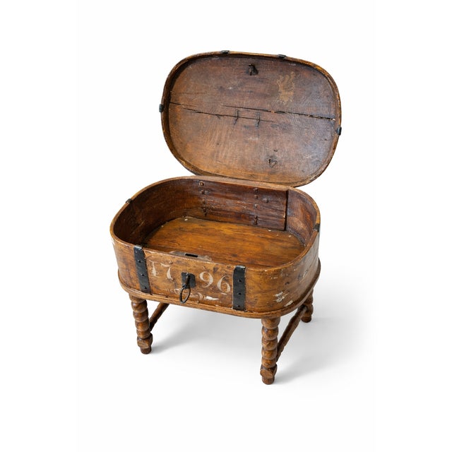 Brown 1796 Swedish Folk Art Allmoge Painted Chest on Stand For Sale - Image 8 of 8