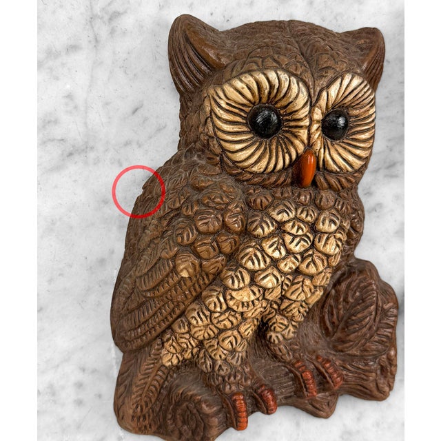 1970s Vintage 1970s Wall Hanging Owl Sculpture - A Pair For Sale - Image 5 of 8