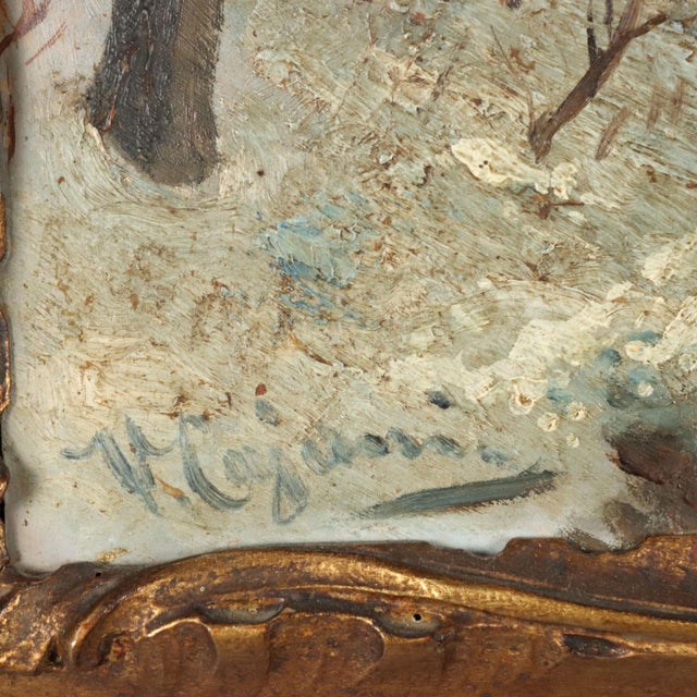 Vittorio Cajani, Winter Landscape, Oil on Panel, Framed For Sale - Image 6 of 9