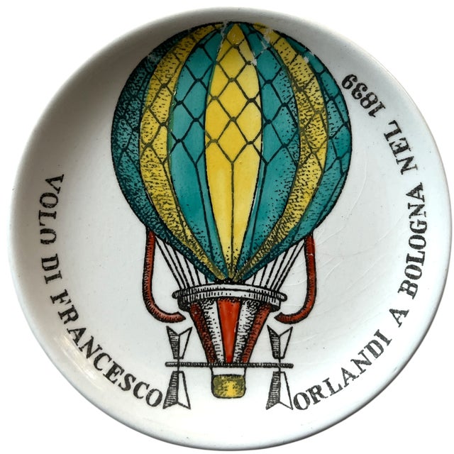 1960s Fornasetti “Palloni” Balloon & Flying Machine Porcelain Coasters – Set of 7 For Sale - Image 9 of 12