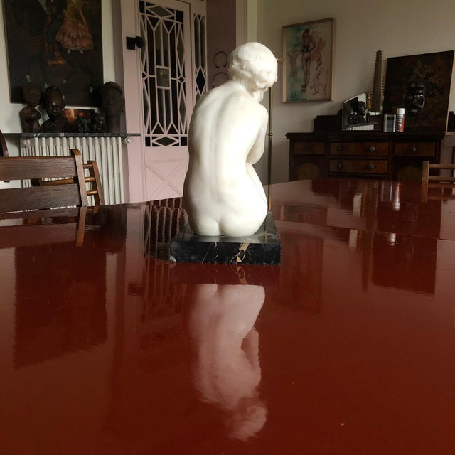 Morelli, Art Deco Figurative Sculpture, 1920, Carrara Marble, in Worn conditions. Designed 1920 to 1949 This piece has an...