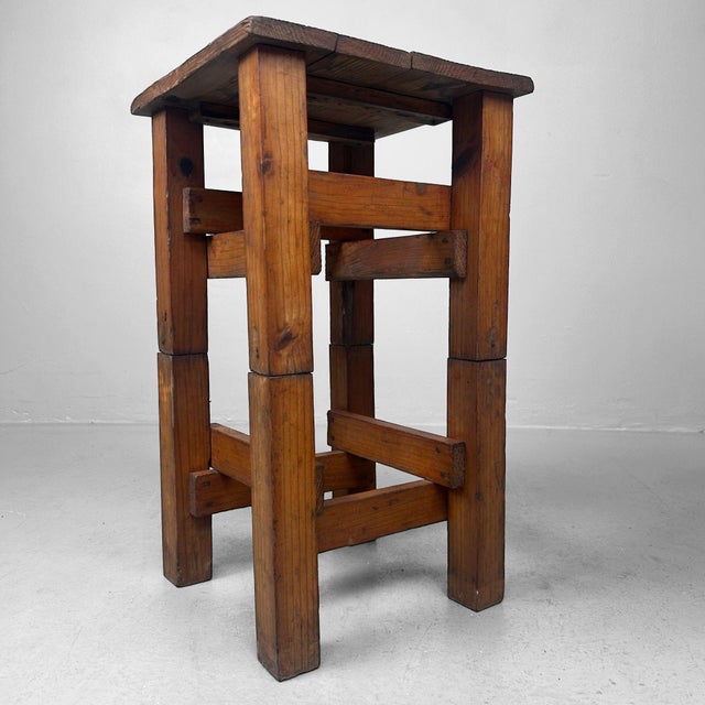 Minimalist Japanese Wooden Stool Mingei, 1950s For Sale - Image 11 of 13