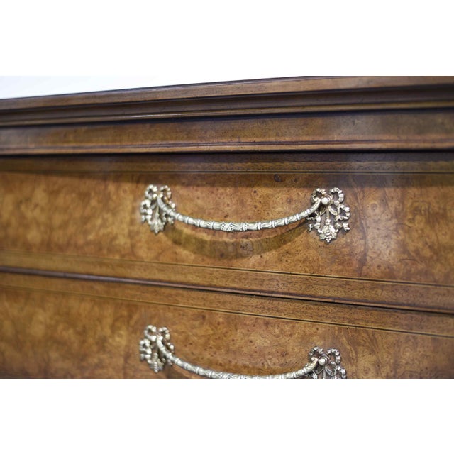 Mid Century French Provincial-Style Burlwood Lowboy Dresser by Hellam Furniture Company Pennsylvania For Sale - Image 15 of 17