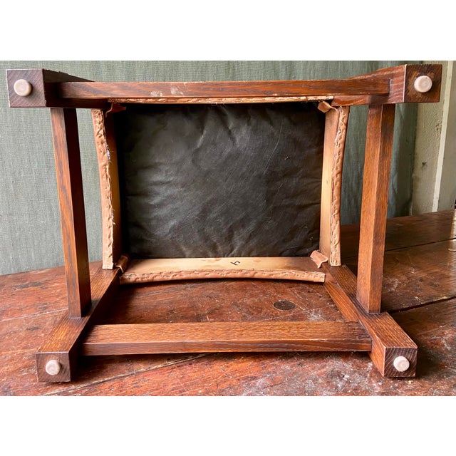 1990s Warren Hile Studio Mission Oak Leather Ottoman or Bench For Sale - Image 9 of 9