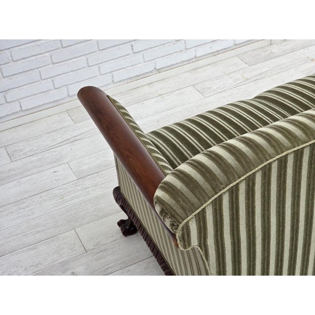 Danish 3-Seater Sofa in Green Furniture Velour and Teak Wood, 1950s For Sale - Image 12 of 17