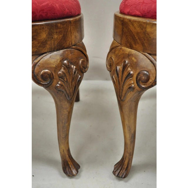 Wood Vintage English Queen Anne Shell Carved Solid Wood Dining Side Chairs - Set of 8 For Sale - Image 7 of 10