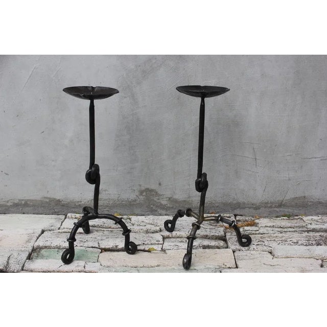 Large Wrought Iron Floor Candleholders, 1940s, Set of 2 For Sale - Image 11 of 11