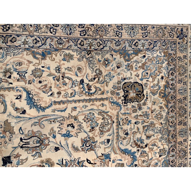Ivory Early 21st Century Fine Hand Knotted Silk & Wool Persian Nain For Sale - Image 8 of 9