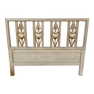 Hollywood Regency Headboard, Queen Size Bed, Gilt and Paint Decorated For Sale