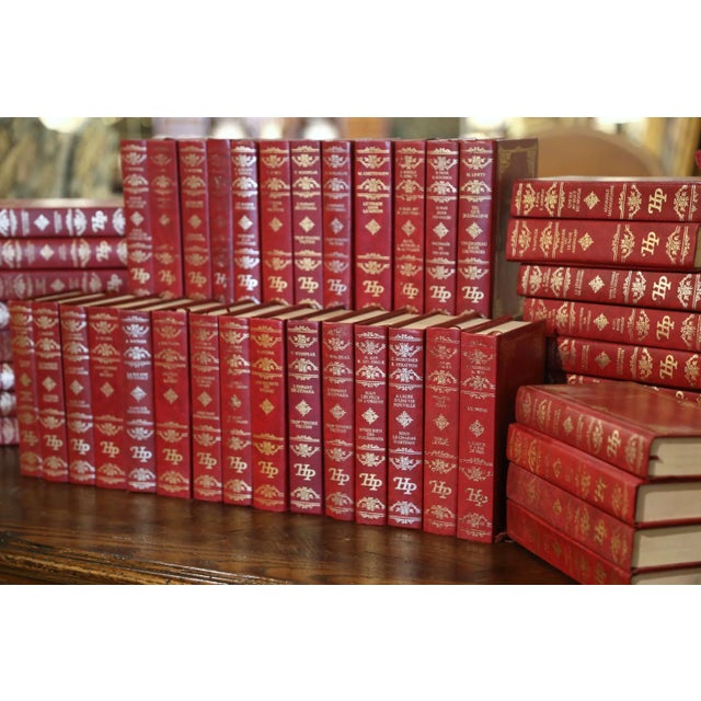 French Red Bound French Language Harlequin Prestige Books Dated 1982-1989, Set of 48 For Sale - Image 3 of 13