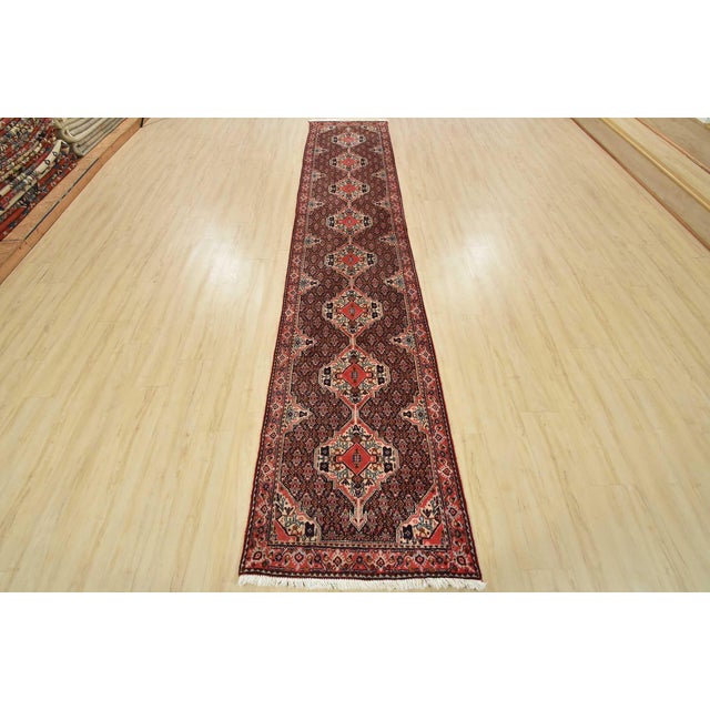 Tribal Senneh Runner 2’9” X 13’2” Blue Wool Vintage Tribal Hand-Knotted Oriental Rug For Sale - Image 3 of 14