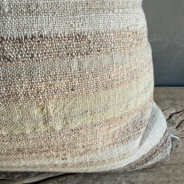 Early 21st Century Vintage Turkish Rug Hemp Pillow With Down Insert 22" X 22" For Sale - Image 5 of 7