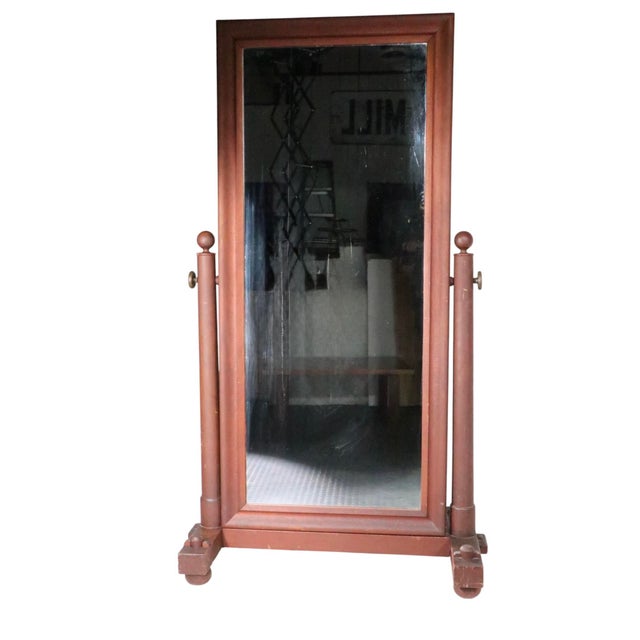 Victorian Arts and Crafts Style Full Length Cheval Dressing Mirror For Sale - Image 3 of 13