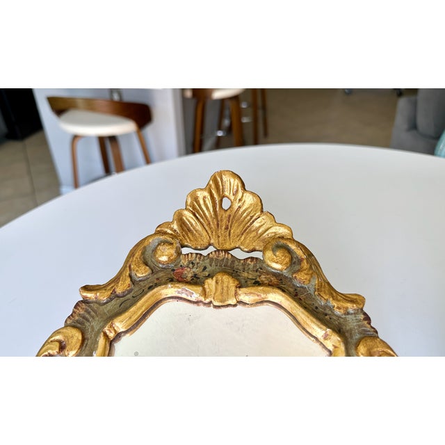 Pair Italian Venetian Painted Gilt Wood Wall Mirror, 1960s For Sale - Image 9 of 16