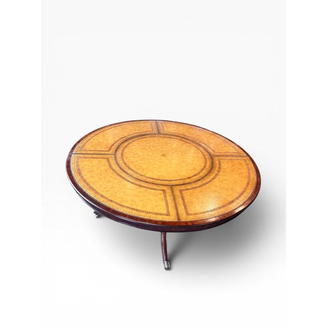 Maitland - Smith Maitland-Smith Furniture￼ Georgian Style Round Dining Table With Tooled Leather Top For Sale - Image 4 of 13