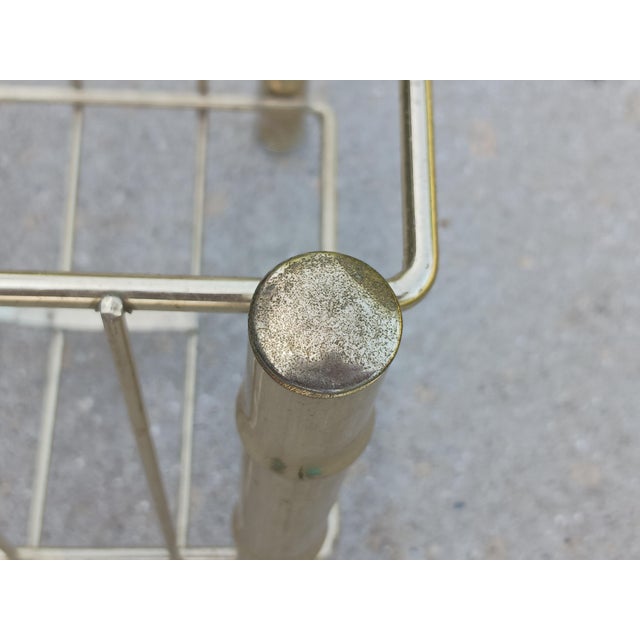 Brass Magazine Rack Vintage Mid 20th Century MCM For Sale - Image 9 of 9