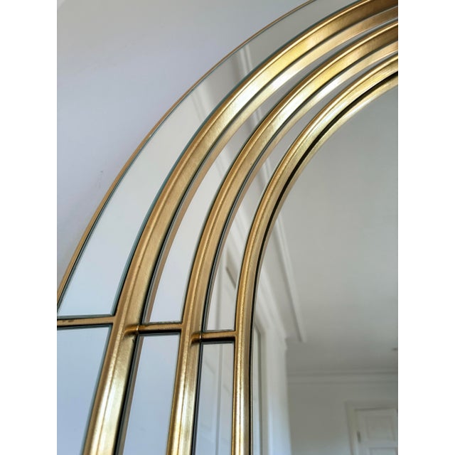 Large Vintage Deknudt Arched Beveled Panel Mirror – Gold, Belgium, 1980s For Sale - Image 11 of 12