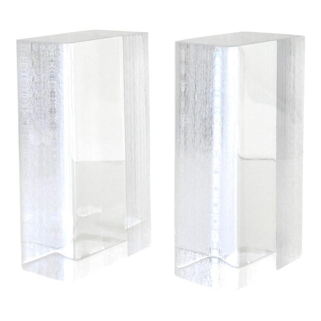 Book Form Lucite Bookends, Pair, 1940s–1950s For Sale