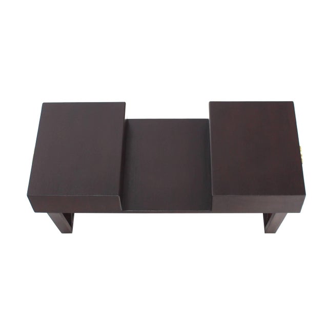Paul Frankl Bi Level Coffee Table with Two Side Drawers Storage in Espresso Finish For Sale - Image 4 of 9