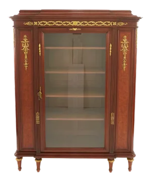 Vintage Traditional Mahogany / Bronze Mounted Parquetry Cabinet