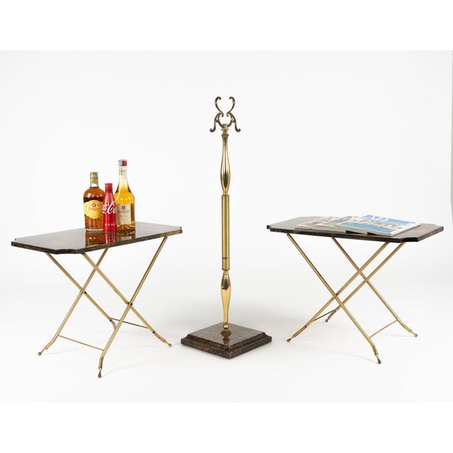 Mid-Century Goatskin and Brass Serving Folding Tables by Aldo Tura, Italy, 1960s For Sale - Image 9 of 18