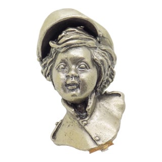 Vintage Handmade Italy Genuine Silver Uno-a-Erre Boy Upper Body Solid Figurine For Sale