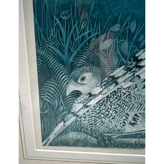 Vintage Framed Watercolor Lithographs of Spurfowl & Pheasants, Set of 2 For Sale - Image 10 of 11