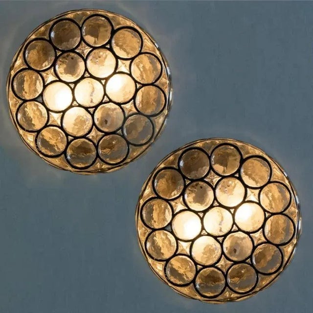 Circle Iron and Bubble Glass Sconces from Limburg, 1960s, Set of 2 For Sale - Image 3 of 18
