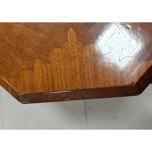 Art Deco Octagonal Walnut Table, 1940s For Sale - Image 6 of 11