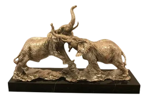 Art Deco Elephant Sculpture on Black Marble