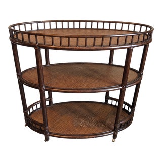 Vintage McGuire Bamboo 3-Tier Bar Cart For Sale