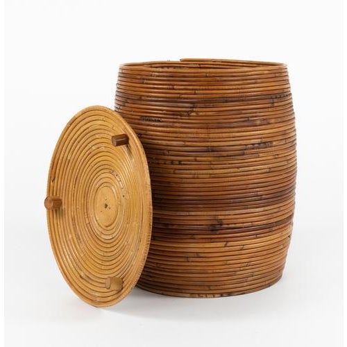 Mid-Century Modern Bamboo and Rattan Basket, Italy, 1970s For Sale - Image 9 of 13