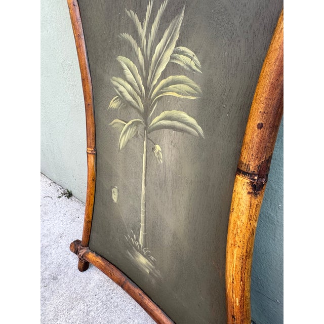 Late 20th Century Palm Tree Botanical Paintings, Bamboo Framed Pair — Coastal Tropical Wall Art For Sale - Image 9 of 12