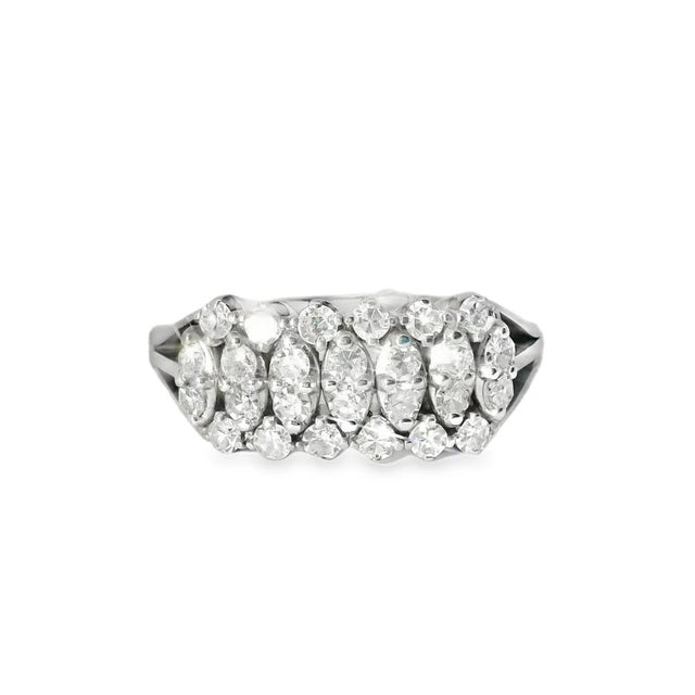 Art Deco Late 19th Century 18K White Gold Diamond Band Ring Antique Estate, Size 9 For Sale - Image 3 of 3