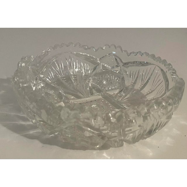 1800's Antique Glass Candy Dish - Hobstar Sawtooth Pattern For Sale - Image 4 of 8
