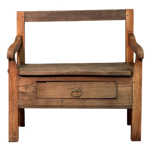 Antique Bench in Chestnut, 1800s For Sale