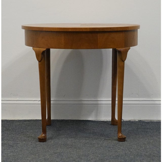 Baker Furniture Bookmatched Walnut Traditional Style 25" Round Accent End Table 7302 For Sale - Image 11 of 12