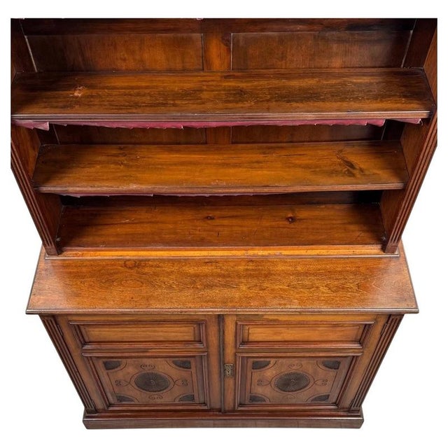Antique Tall Mahogany Open Bookcase For Sale - Image 4 of 12