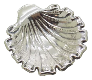Vintage Italian Handmade Genuine Silver Shell Shaped Footed Mini Bowl, 1970s