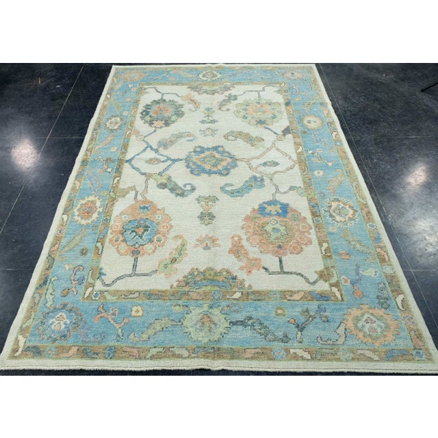 Turkish Oushak Rug 5'1" x 7'3" #17209 Explore a curated collection of hallway runners, wool rugs, and handmade...