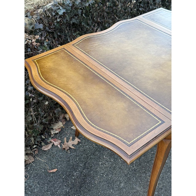 Wood Vintage Louis Xv Dropleaf Lamp Table With Leather Insert For Sale - Image 7 of 10