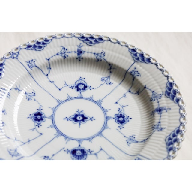 1920s Royal Copenhagen Blue Fluted Full Lace Dinner Plate No 1084 For Sale - Image 13 of 13