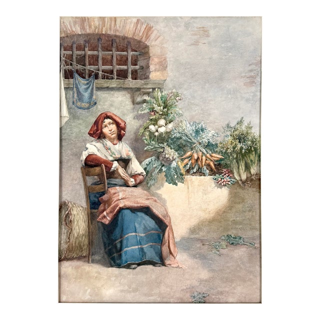 Young Woman the Vegetable Seller Roma Francesco Ferraresi For Sale