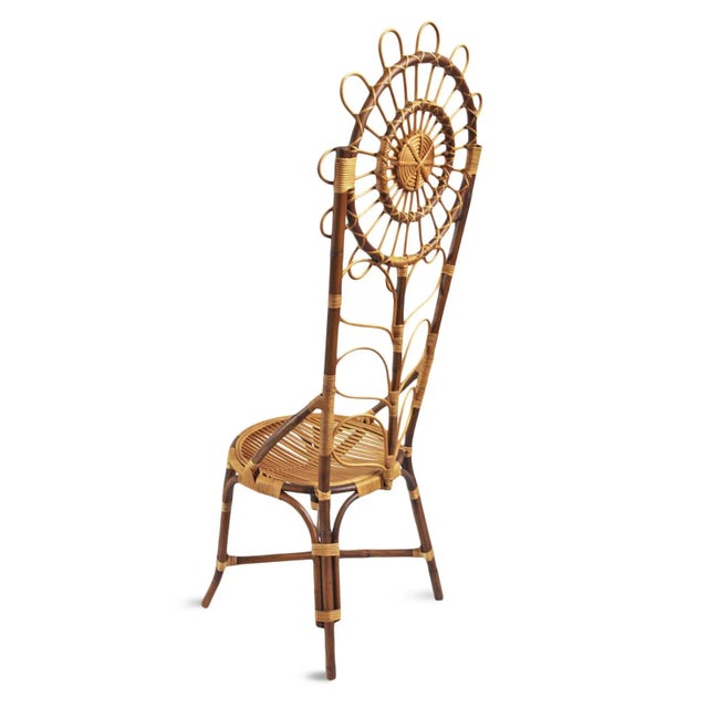 Vintage Tall Bamboo Boho Sunflower Chair For Sale - Image 4 of 7