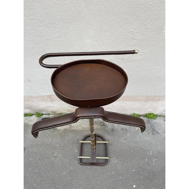 1950s Stitched Leather Valet de Nuit by Jacques Adnet, 1950s For Sale - Image 5 of 10