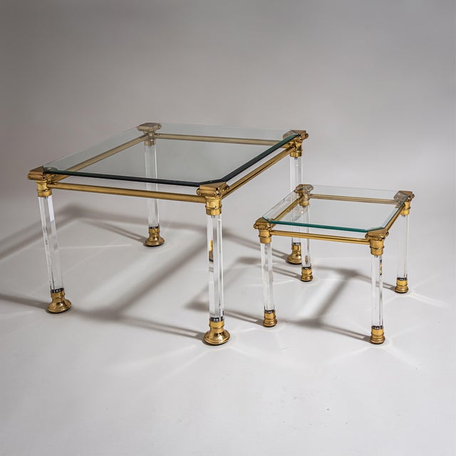 Coffee Tables in Acrylic Glass and Brass, Italy, 1950s, Set of 2 For Sale - Image 13 of 13
